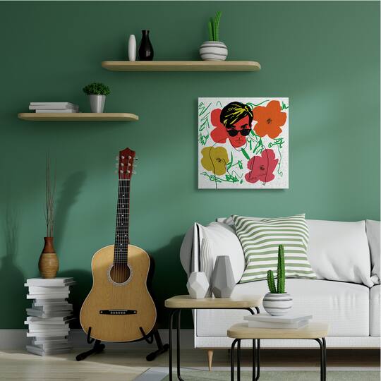 Stupell Industries Andy In Glasses Flowers Canvas Wall Art